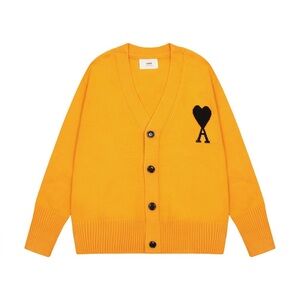 Ami Bright Green Cardigan with Black Heart